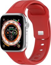 Siliconen bandje - geschikt voor Apple Watch series 1/2/3/4/5/6/7/8/9/SE/SE 2/Ultra/Ultra 2 met case size 42 mm / 44 mm / 45 mm / 49 mm - rood
