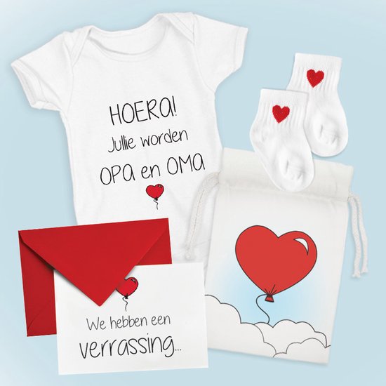 Coffret cadeau Hospitrix Barboteuse Bébé avec texte surprise ! Vous deviendrez grands-parents avec une barboteuse, des chaussettes pour bébé et une carte dans un luxueux sac cadeau | Cadeau pour grand-père et grand-mère | Annonce | Annonce |