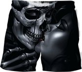 Doodshoofd Zoenend met Dame Zwembroek - Prachtig ontwerp - Prachtige korte broek - Skull - Gothic - Heren