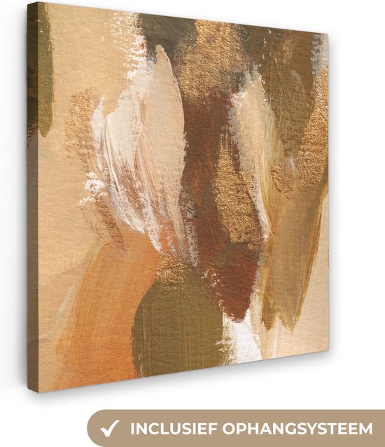 Canvas Schilderij Verf - Goud - Herfst - 90x90 cm - Wanddecoratie