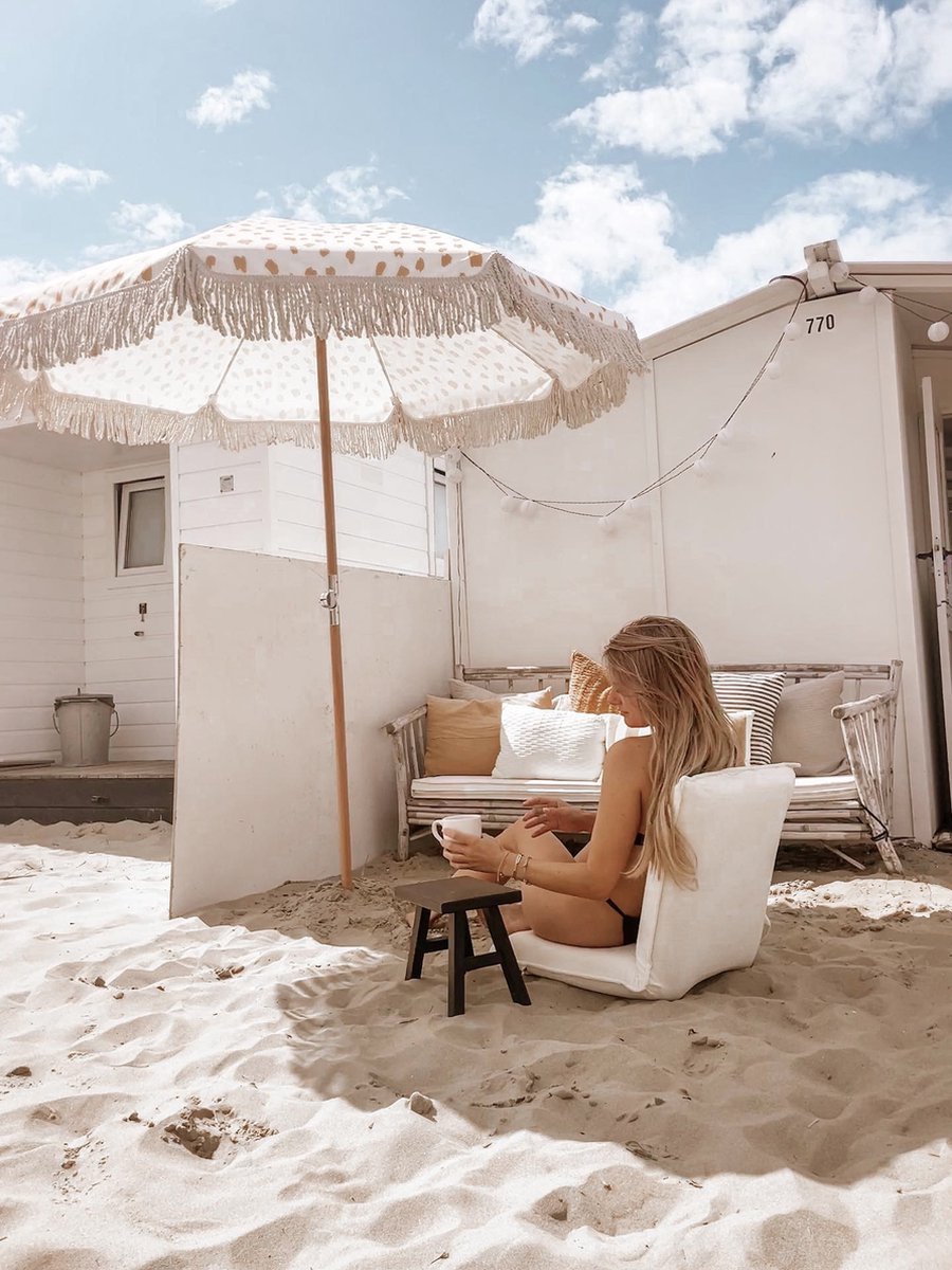 Strandstoel verstelbaar | strandzitje beige | Vouwstoel en campingstoel | Ideaal voor strand en glamping