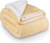 Couverture en laine Sherpa - Super douce, chaude et épaisse - Couverture polaire extra moelleuse et couvre-lit pour canapé, lit, canapé (vanille, 220 x 240 cm)