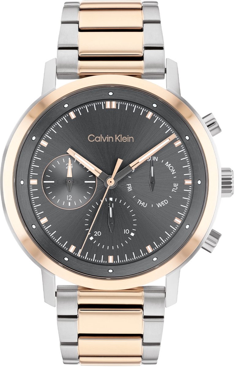 Calvin Klein CK25200064 Heren Horloge - Mineraalglas - Roestvrijstaal - Zilver - 44 mm breed - 4.4 cm lang - Quartz - Vouw-Vlindersluiting