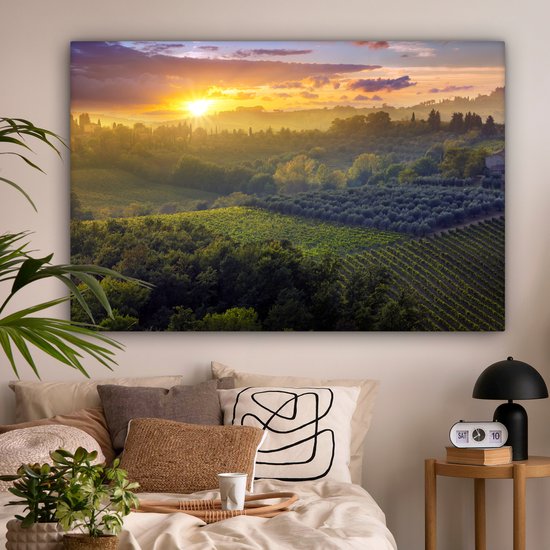 Tableau Toile Toscane - Paysage - Soleil - 150x100 cm - Décoration murale