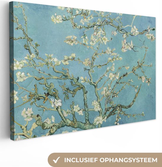 Canvas - Schilderij Van Gogh - Amandelbloesem - Bloesem - Oude meesters - Vincent van Gogh - 120x80 cm - Kamer decoratie - Slaapkamer