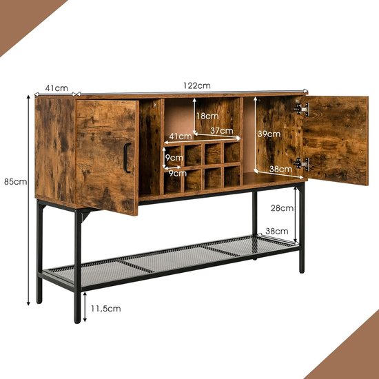 Meuble de rangement, Buffet, avec porte, compartiment ouvert