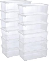 Boîtes de rangement avec couvercle, transparentes, empilables avec ventilation, lot de 12 pièces, 5 l