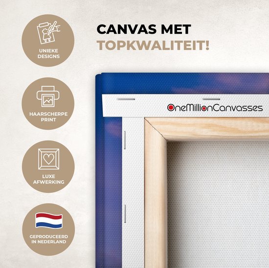 Toile - Peinture fleurs - Tournesol - Soleil - Nuages ​​- Soir - Décoration murale - Photo sur toile - Canvasdoek - 160x80 cm - Salon