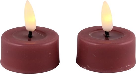 Led waxinelichtjes - oud roze - 4,5x2,2cm - 2 stuks - theelichtjes - led kaarsen met flikkerende vlam - led kaars - led theelichtjes - waxinelichtjes led - waxinelichtjes op batterij - elektrische theelichtjes