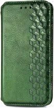 Hoesje geschikt voor Samsung Galaxy S24 Plus - Bookcase - Pasjeshouder - Portemonnee - Diamantpatroon - Kunstleer - Groen