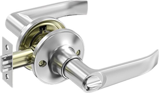 Ronde deurkruk-combi-set, zichtwering deurhendel, deurgreep ingangslot, voor buiten- en huisdeuren hendel-deurgreep, sloten voor de badkameringang zilver