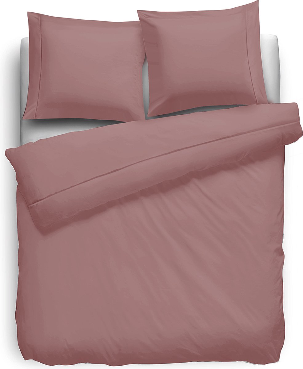 Eleganzzz Dekbedovertrek Percal Katoen Uni - Met Bies - Rose - Dekbedovertrek 240x200/220cm - Dekbedovertrekken - Lits Jumeaux