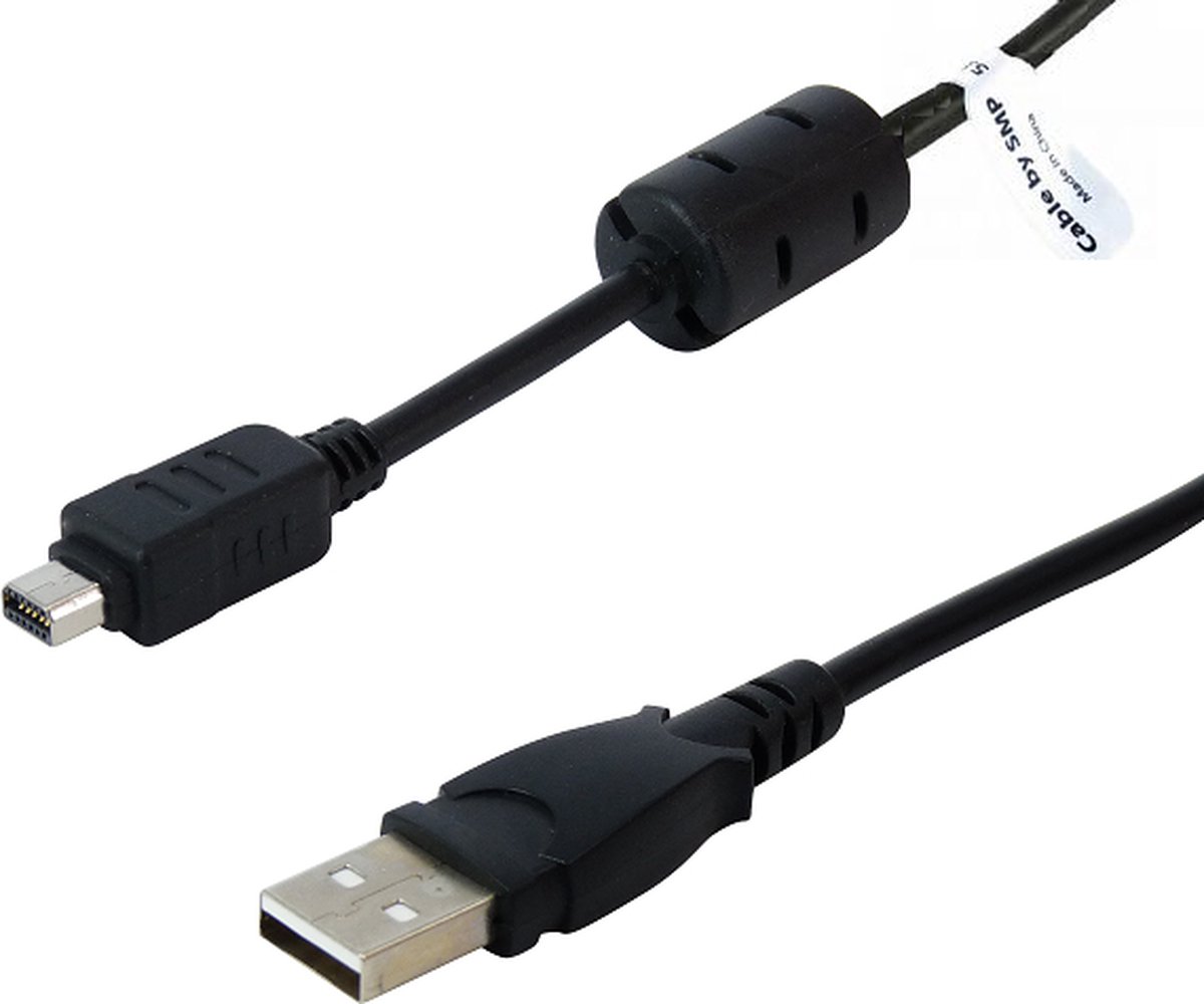 1,5 m USB kabel AV / datakabel met ontstoringsfilter. Oplaadkabel (check functie) geschikt voor o.a. Olympus u / µ / mju 1010, 1020, 1030SW, 1040, 1050SW, 1060, 1070, 1200, 500, 5010, 550WP, 600, 700, 7000, 7020, 7030, 7040