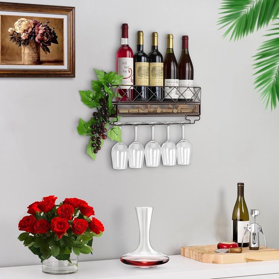 Basento wijnrek muur - zwart - 9 flessen