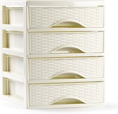Plasticforte Caisson à tiroirs/organiseur de bureau avec 4x tiroirs - blanc crème - L18 x L21 x H23 cm
