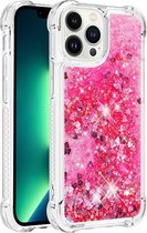 Peachy Glitter TPU met versterkte hoeken hoesje voor iPhone 15 Pro Max - transparant roze