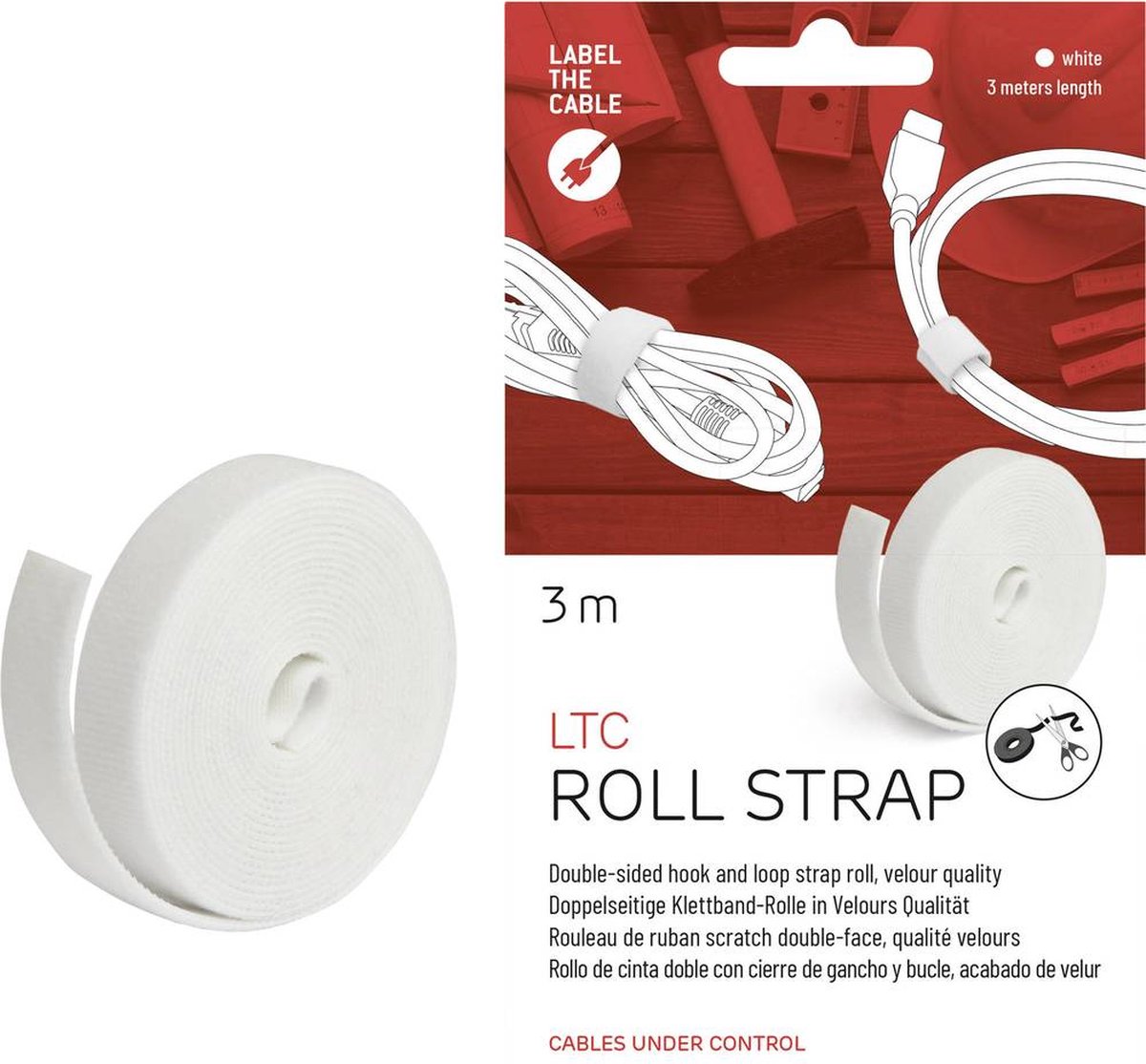 Label the Cable LTC 1220 19 inch Klittenband Wit - Label the Cable