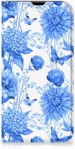 Smart Cover voor Geschikt voor iPhone 13 Pro Flowers Blue