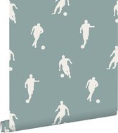 ESTAhome papier peint joueurs de football bleu grisé - 139506 - 0,53 x 10,05 m