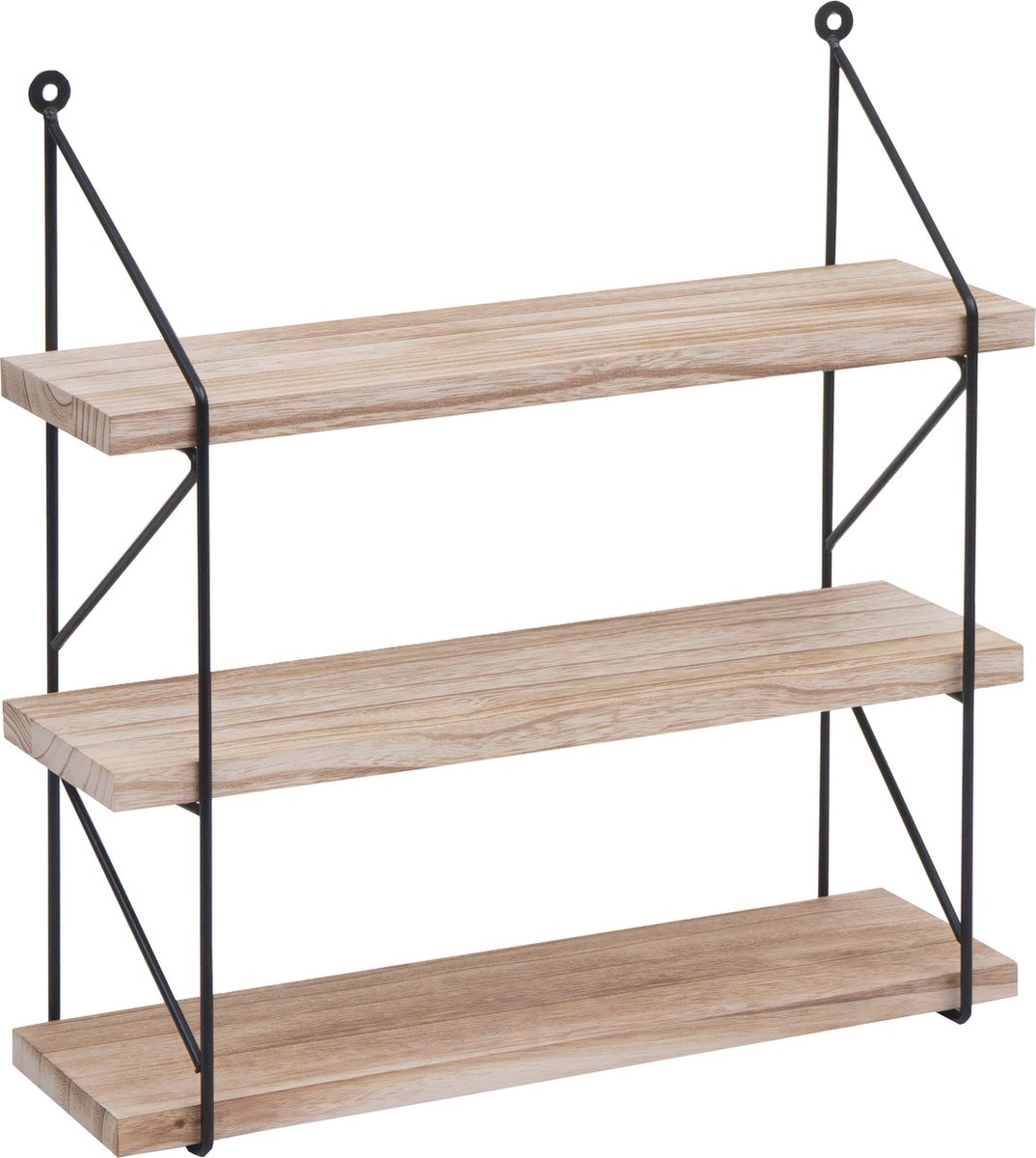Wandplank MCW-K78, Hangende plank Zwevende plank, 3 planken Metalen massief hout Industrieel 40x40x13cm ~ natuur