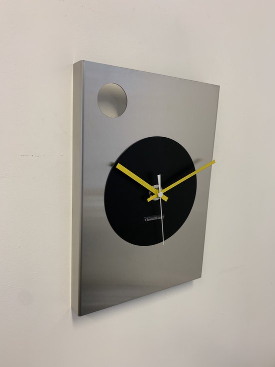 Horloge murale CHANTALBRANDO CYCLOP == ARGENT & BLACK == DESIGN MODERNE = NOIR & ARGENT