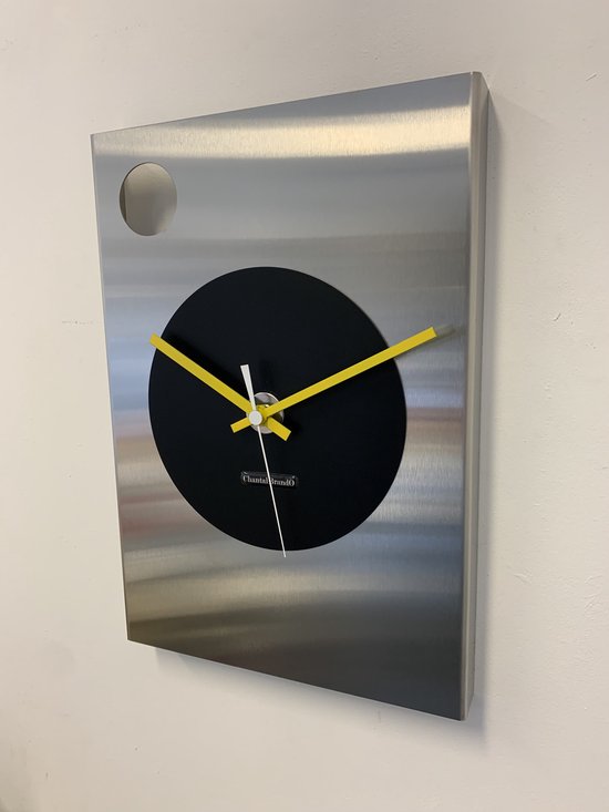 Horloge murale CHANTALBRANDO CYCLOP == ARGENT & BLACK == DESIGN MODERNE = NOIR & ARGENT