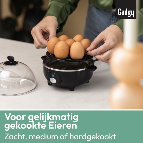 Gadgy Eierkoker Elektrisch - 7 Eieren – 3-delige set: Koken en Pocheren, Roerei, Omelet – Vaatwasbestendig - Eierkoker - Inclusief Maatbeker - Moederdag Cadeautje - Gadgy