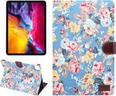 Peachy Bloemen Bookcase hoes voor iPad Pro 11 inch (2018 2020 2021 2022) & iPad Air 4 en iPad Air 5 - blauw