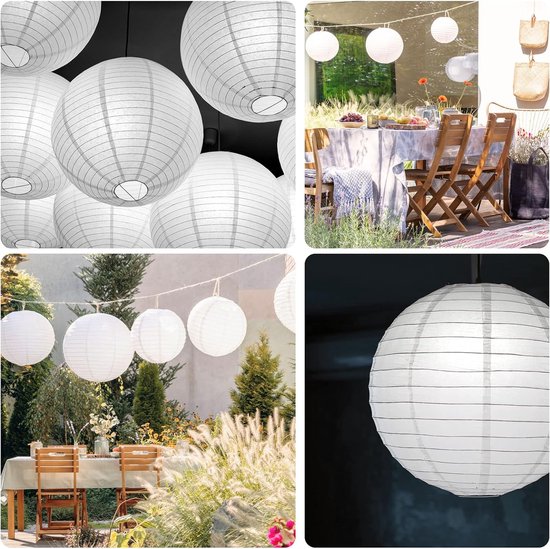 60 stks JUMBO SET Ronde Witte Chinese Papieren Lantaarn 8X 10/10X10/12X10/14X10/16X10/18X10DIY Kits voor Bruiloft Bloemen Evenement Licht Kit - België