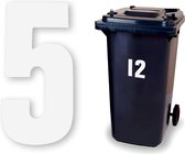 Huisnummer kliko sticker - Nummer 5 - Wit groot - container sticker - afvalbak nummer - vuilnisbak - brievenbus - CoverArt
