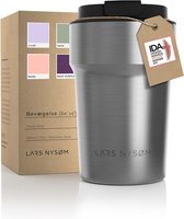 LARS NYSØM - 'Bevægelse' Thermos Coffee Mug-to-go 380ml - BPA-vrij met Isolatie - Lekvrije Roestvrijstalen Thermosbeker - Steel