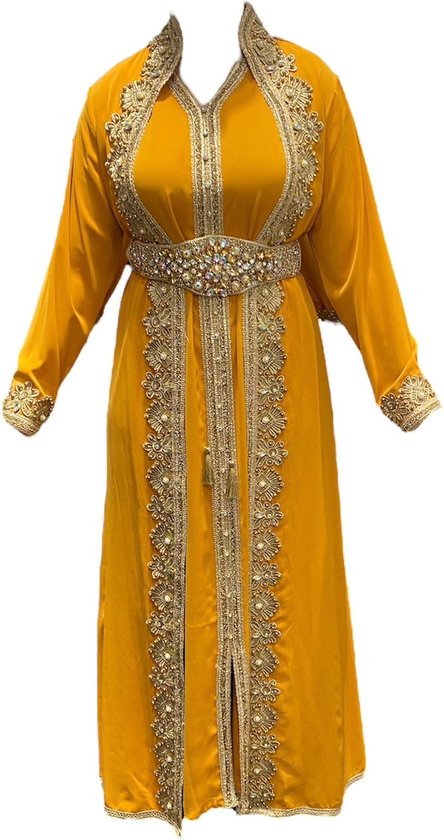 Robe de soirée Takchita | robe de bal 3 pièces | Jaune