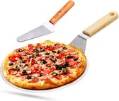 Pizzaschep, roestvrij staal en taartschep met houten handvat, voor het bakken van eigengemaakte pizza, brood, taart en koekjes
