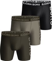Bjorn Borg - Boxers Performance Björn Borg 3-Pack Zwart Vert - Homme - Taille S - Body-fit