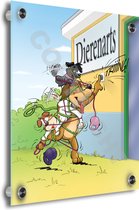 Dierenarts Cartoon op plexiglas - Honden in de klit - Unieke cartoon - Roland Hols - Luxe uitstraling - 60 x 80 cm - 5 mm dik - inclusief 4 afstandhouders chroom (zilverkleurig)