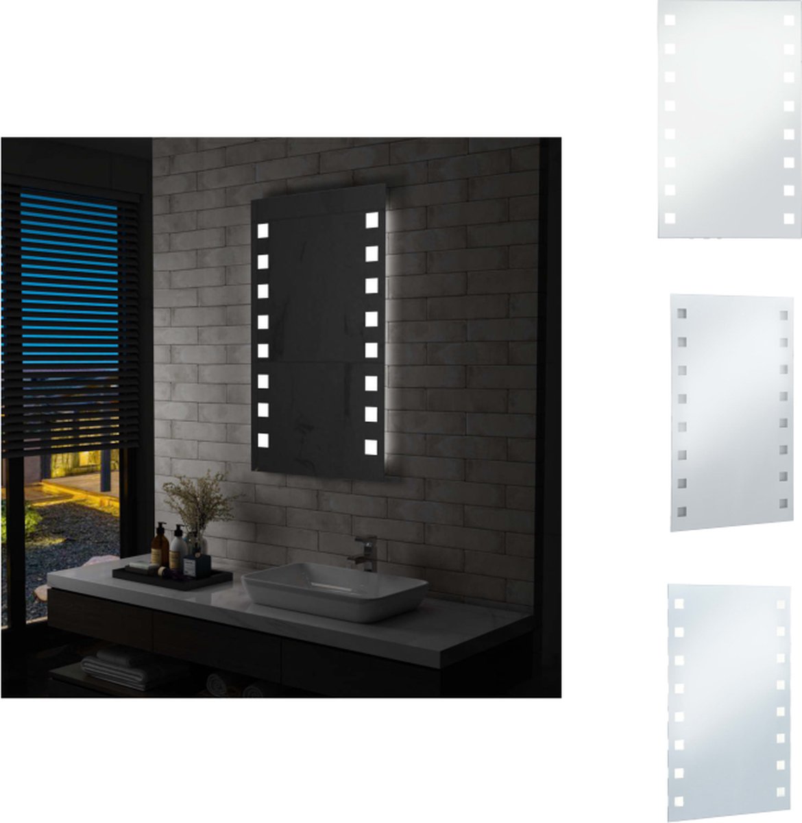 VidaXL Badkamerspiegel LED-verlichting Sfeervolle ambiance Energiebesparend IP44 60x100 cm Spiegel