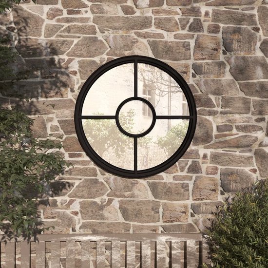 Miroir de Jardin Noir 100x45 cm Fer pour Utilisation Extérieure Mural vidaXL