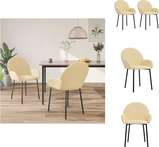 vidaXL Chaise de salle à manger - Velours - Crème - 58 x 57 x 78,5 cm - Ergonomique - Structure robuste - Chaise de salle à manger