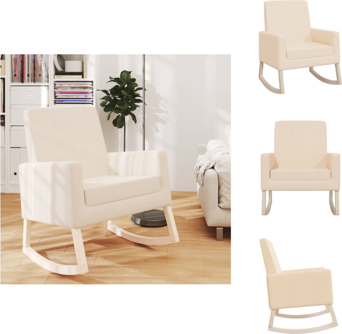 VidaXL Schommelstoel Relax Crème 64 x 70 x 88.5 cm Schommelstoel