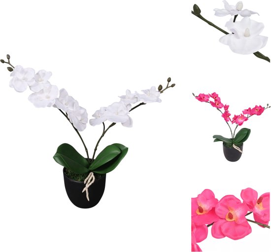 vidaXL Kunst Orchidee - 30 cm - Realistische uitstraling - Hoogwaardige materialen - Inclusief pot - Witte bloemen - Polyester- 100% - Kunstplant