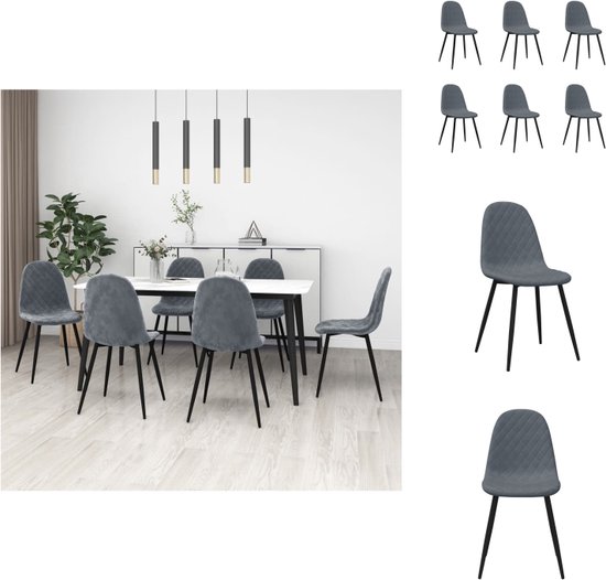 vidaXL Chaises de salle à manger - Chaises de cuisine - 45x53,5x87 cm - Velours gris foncé - Chaise de salle à manger