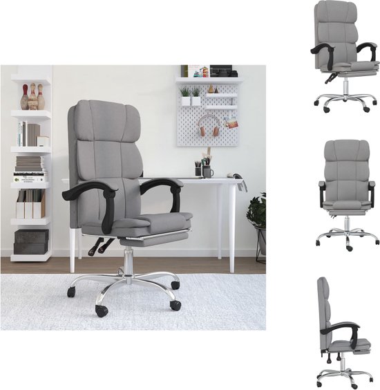vidaXL Verstelbare Bureaustoel - Light Grey - 63 x 56 cm - Ergonomic Design - Bureaustoel