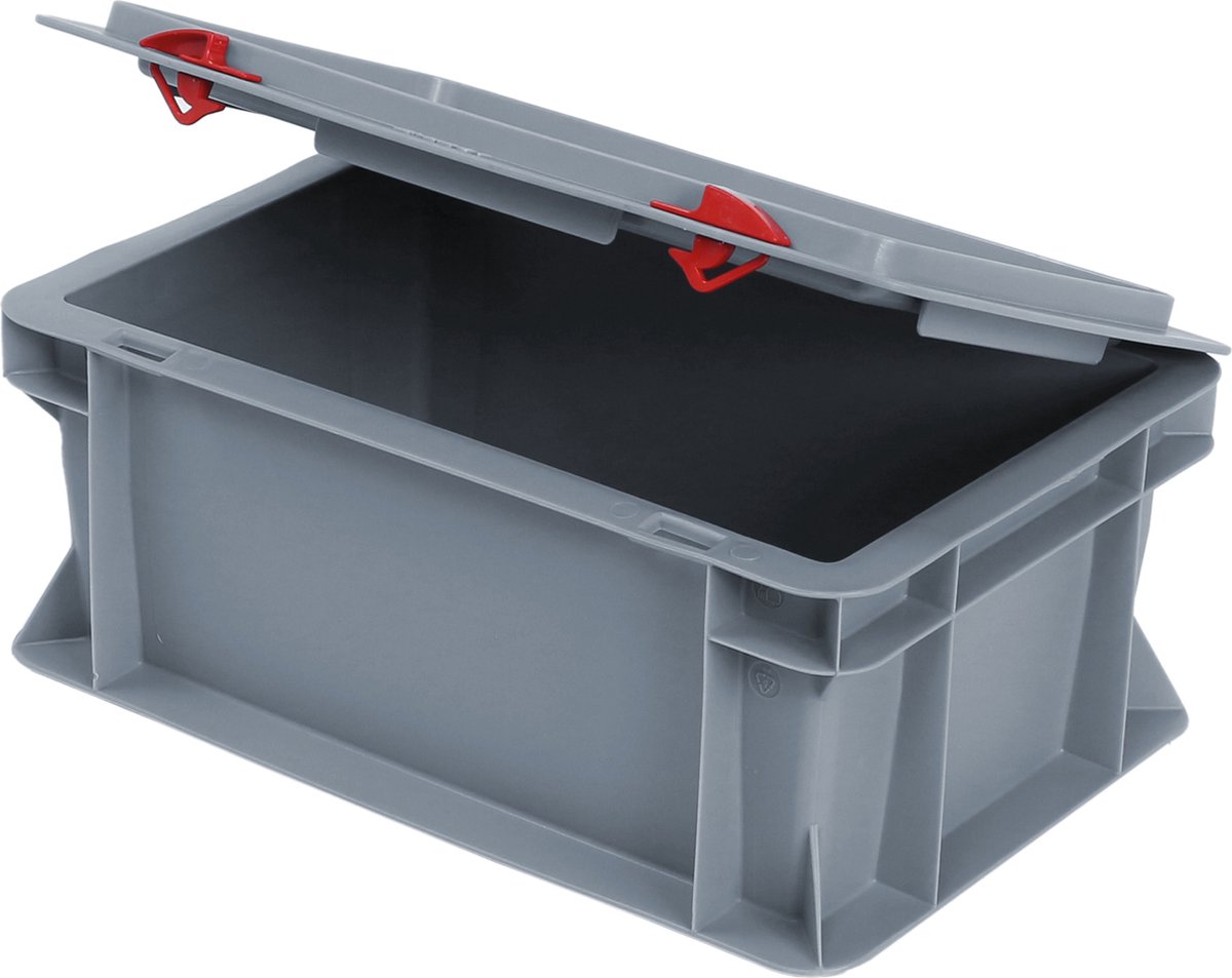 Alpac Stapelbak met deksel - Opbergbak - 300 x 200 x 135 mm - 5L - Grijs