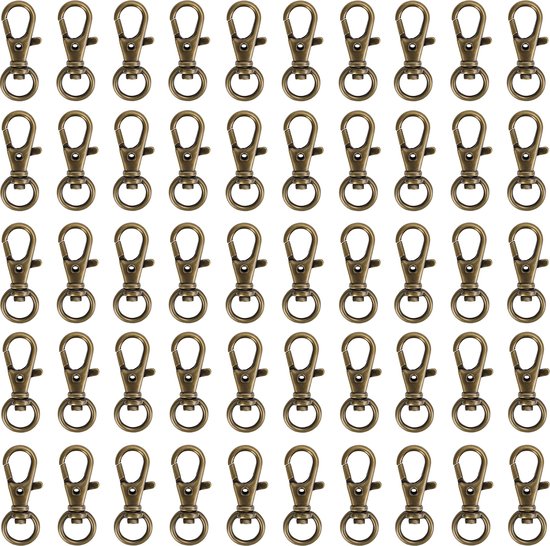 Belle Vous Brons Metalen Mini Swivel Kreeft Klemmen (50 Pak) – 33 mm in Lengte – Premium Lanyard Klem Haken – Haken voor Ringen, Ritsen, Hobby, Klemmen, Sieraden, Kettingen en Keychains