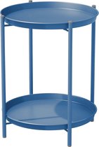 Round Side Table, Coffee Tables, 2 Levels, for Living Room Table, Bedroom, Garden, Sofa Table, Bedside Table, Removable Bowl, Easy Assembly, Metal, 45 x 45 x 53 cm (Peacock Blue)