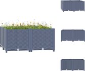 vidaXL Verhoogde plantenbak - Grijs - 80 x 80 x 38 cm - PP - Bloempot