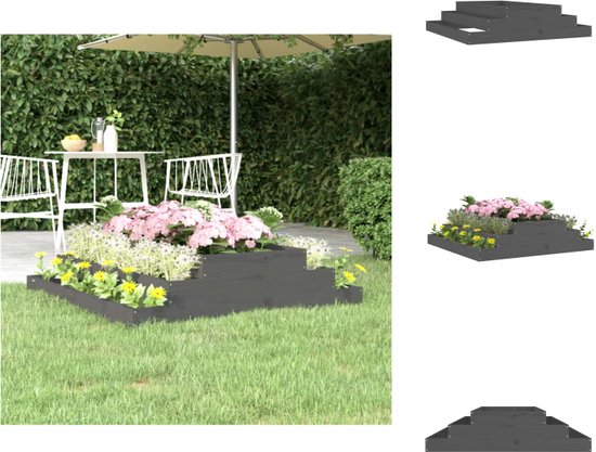 vidaXL Jardinière surélevée Grijs - 110 x 110 x 27 cm - Bois de pin Massief - Pot de fleur