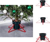 vidaXL Kerstboomstandaard - Metalen frame - Waterreservoir - Geschikt voor echte boom - 46x46x19 cm - Groen/rood - vidaXL - Kerstboomvoet