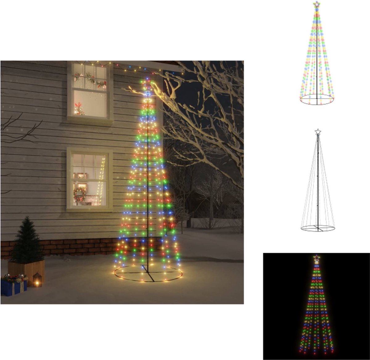 vidaXL Kerstboom LED 100 x 300 cm - Meerkleurig - 310 LEDs - Decoratieve kerstboom