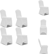 vidaXL Housses de siège - Blanc - convient à diverses chaises - 100 cm de hauteur - tissu extensible - 10 % élasthanne - lot de 4 - Housse de mobilier de jardin